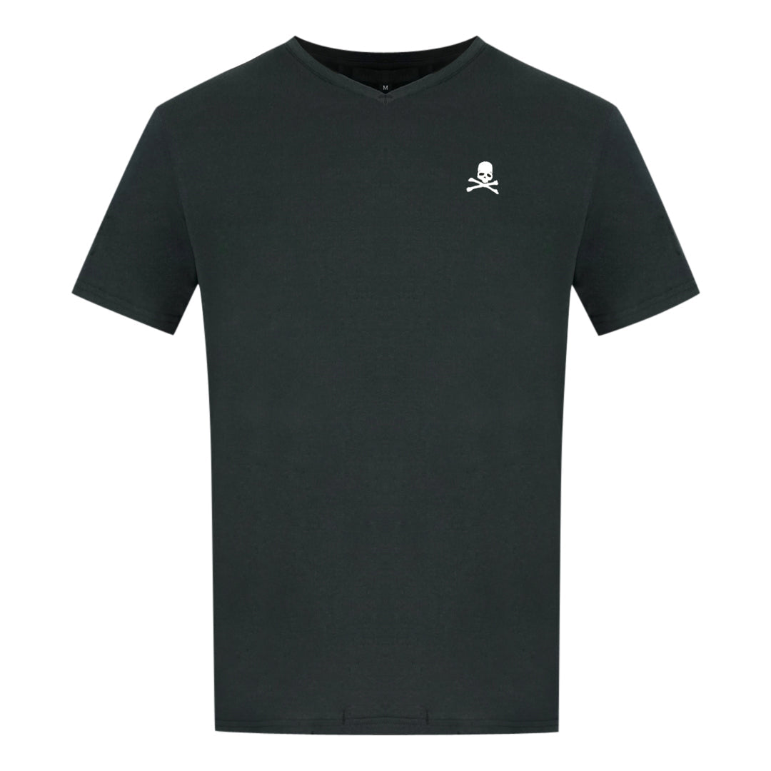 Philipp Plein Skull And Crossbones Logo Black Underwear V Neck T Shirt