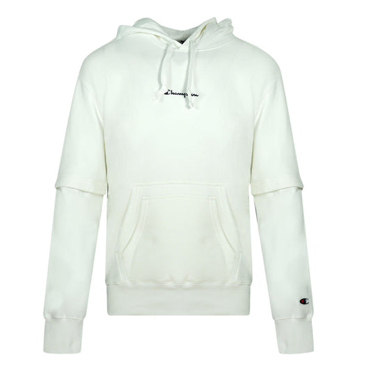 Champion Small Classic Script Logo White Hoodie
