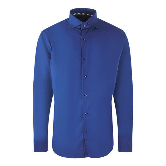 Aquascutum Plain Long Sleeve Navy Blue Shirt XS
