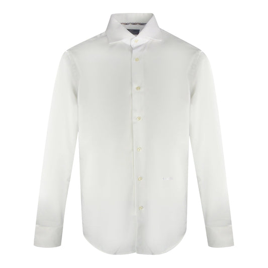 Aquascutum Branded Plain Long Sleeve White Shirt XS