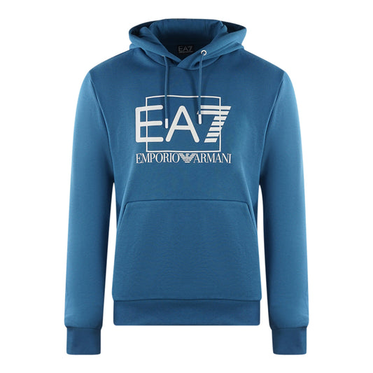 Ea7 Printed Box Logo Dark Blue Hoodie