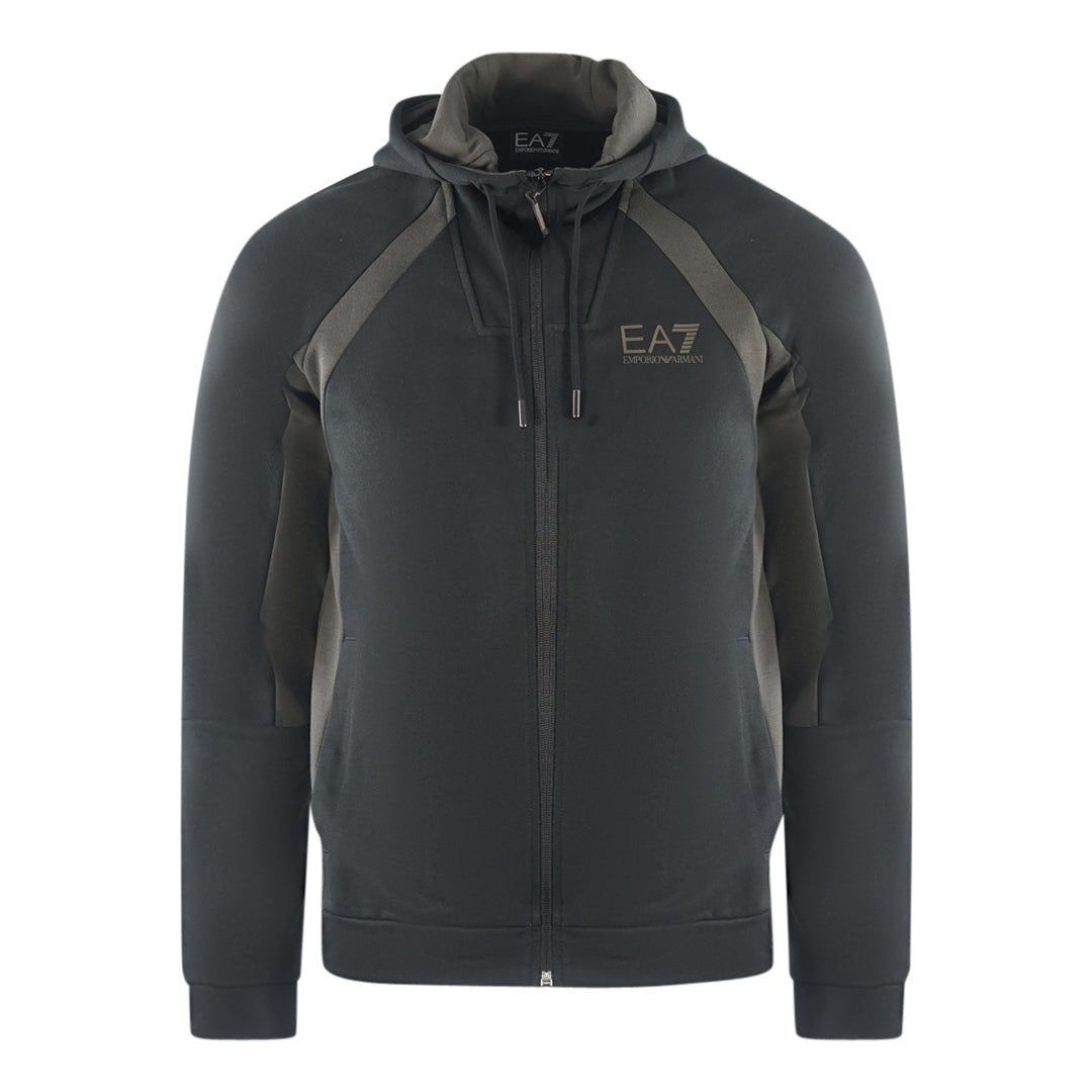 Ea7 Box Logo Black Zip Up Hoodie