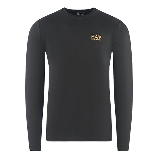 Ea7 Large Back Logo Long Sleeved Black T Shirt