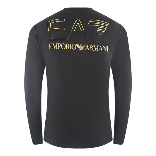 Ea7 Large Back Logo Long Sleeved Black T Shirt