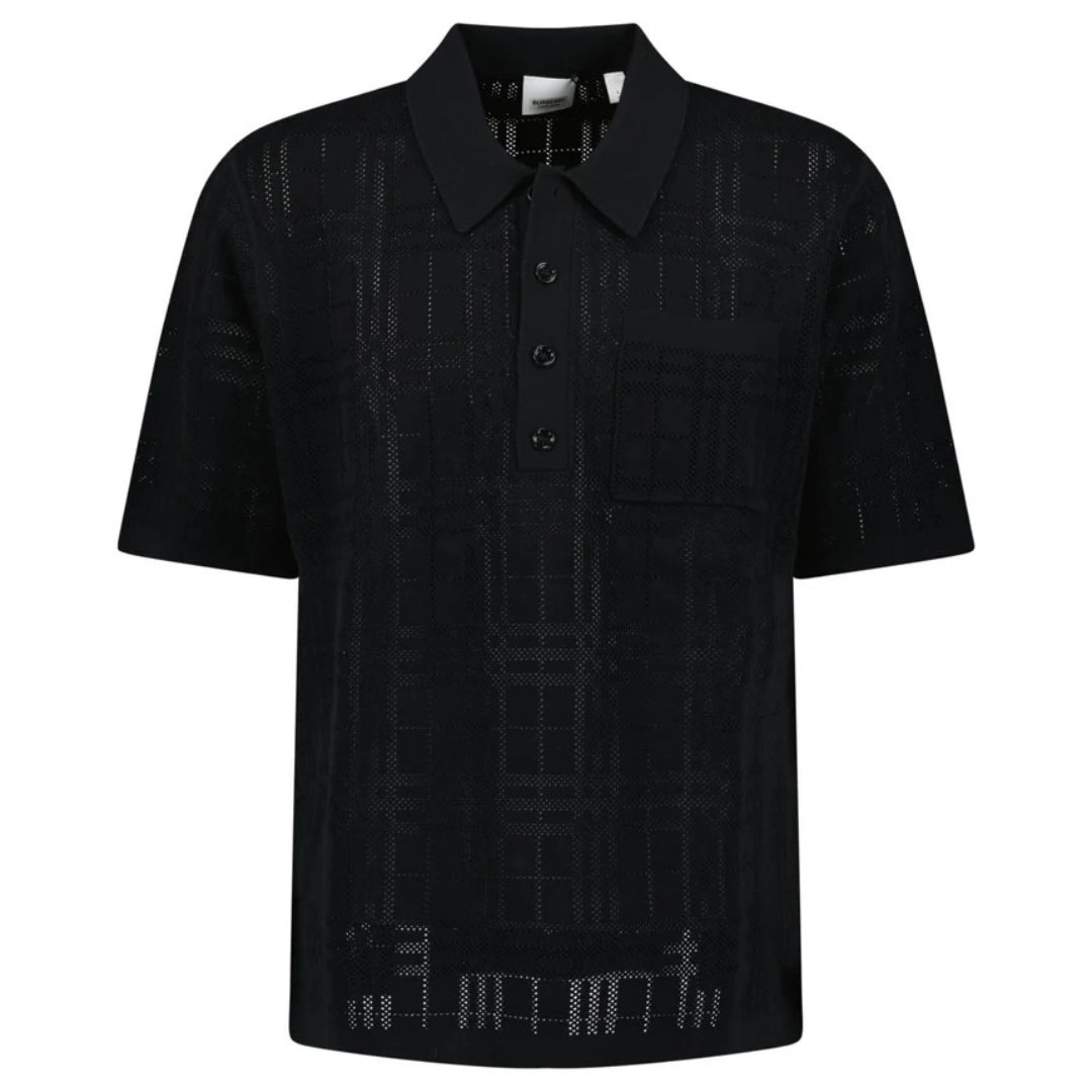 BURBERRY 8070313 Tristam Check Knitted Polo Black BLACK POLO SHIRT MALE XL