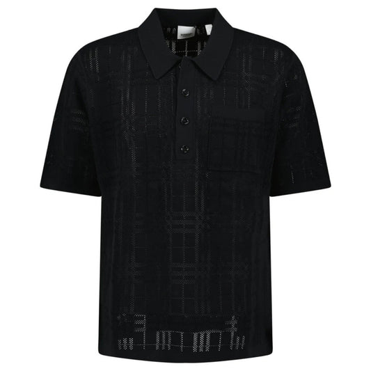 BURBERRY 8070313 Tristam Check Knitted Polo Black BLACK POLO SHIRT MALE XL