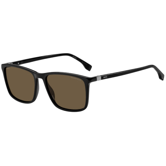 Hugo Boss Brown Polarized Lens Black Thin Framed Sunglasses BOSS 1434 0807P
