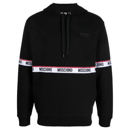 Moschino Branded Taped Chest Black Hoodie A1783 4409 0555 - Style Centre Wholesale