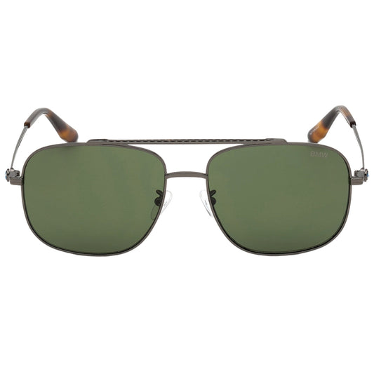 BMW Shiny Gunmetal Framed Green Lensed Sunglasses BW0005 08N