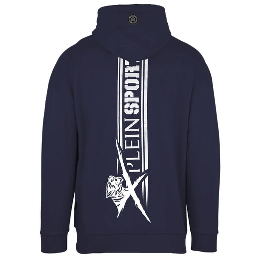 Plein Sport Large Logo On Back Navy Blue Hoodie S