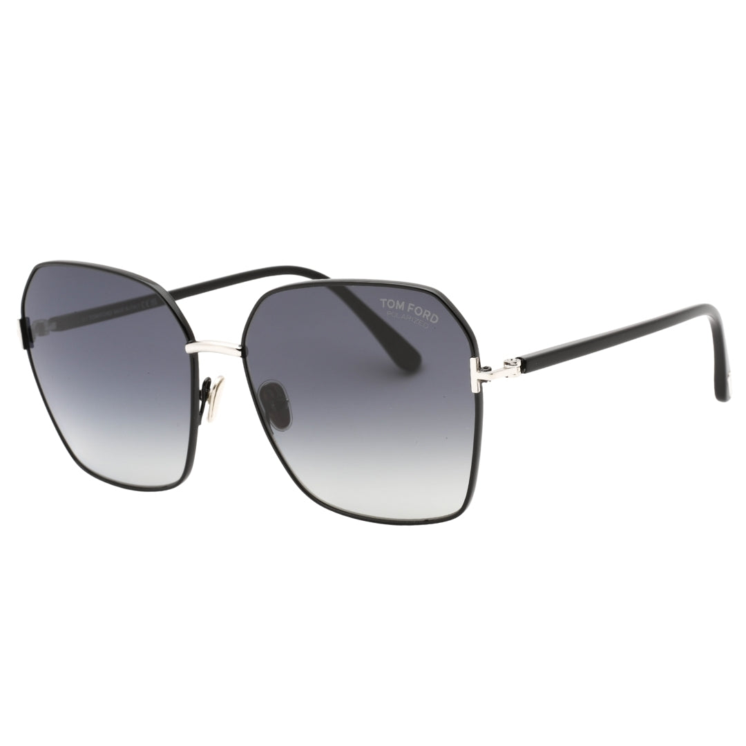 Tom Ford Claudia-02 Smoke Polarized Lens Shiny Black Sunglasses FT0839 01D