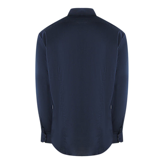 Aquascutum Plain Long Sleeved Dark Blue Shirt XL