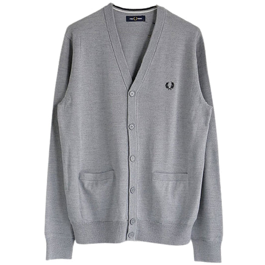 Fred Perry Grey Button-Up Cardigan M