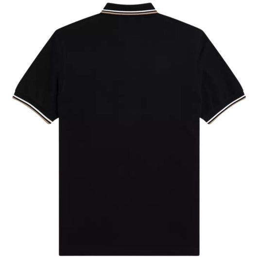 Fred Perry Brown Twin Tipped Collar Black Polo Shirt XS
