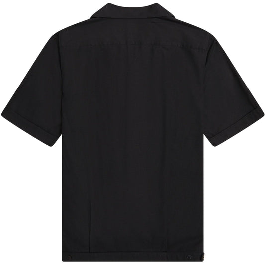 Fred Perry Black Panelled Short Sleeve Bowling Shirt XS
