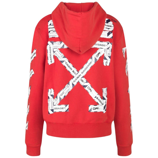 Off White Airport Tape Diag Red Hoodie
