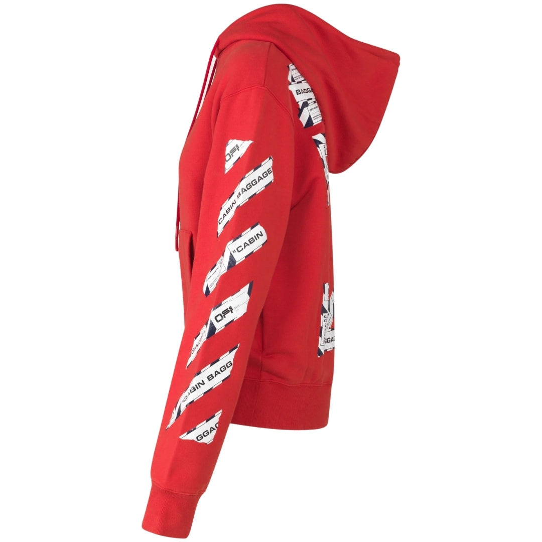Off White Airport Tape Diag Red Hoodie