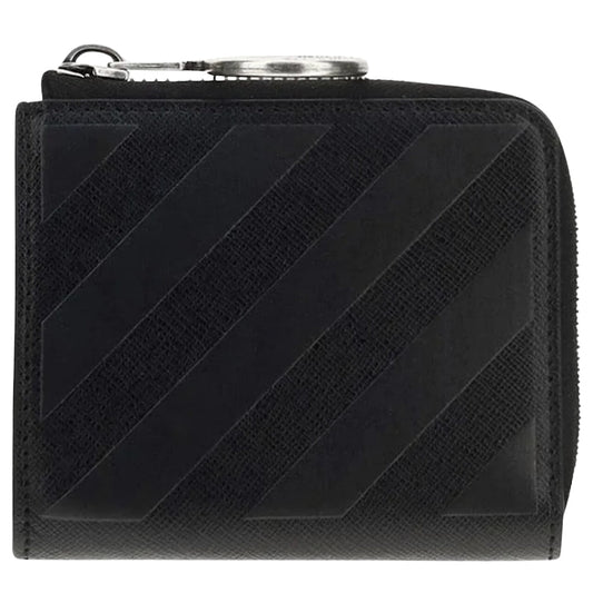 Off White Binder Diag Safe Zip Black Wallet