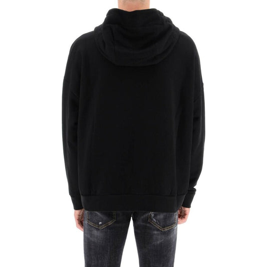 Dsquared2 Printed Logo Large Pockets Black Hoodie S