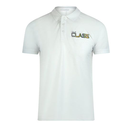 Cavalli Class Vibrant Floral Logo Off White Polo Shirt TXT64L JD060 00533
