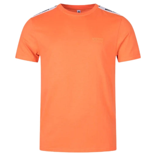 Moschino Branded Taped Shoulder Logo Orange T-Shirt XS