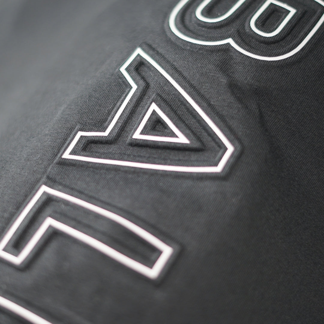 Balmain Brand Embossed Logo Black T Shirt