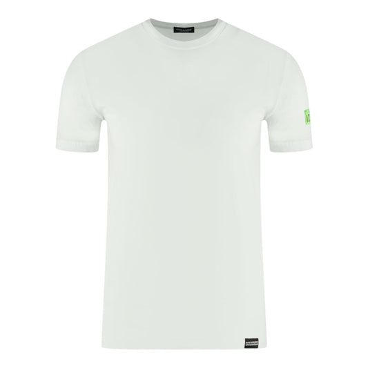 Dsquared2 Green Icon Box Logo on Sleeve White Underwear T-Shirt D9M204720 113