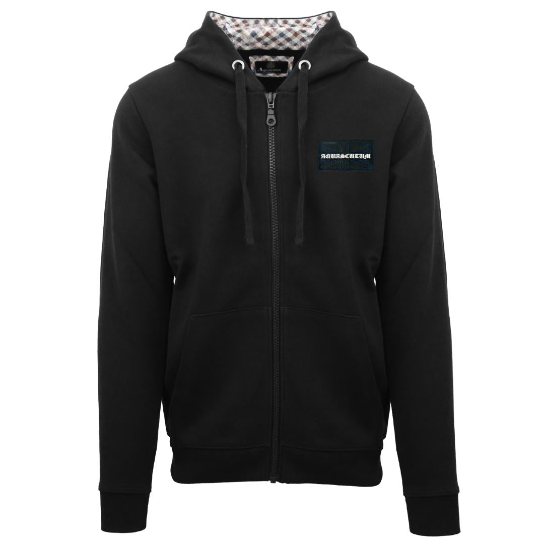 Aquascutum Box Gothic Logo Black Zip Up Hoodie