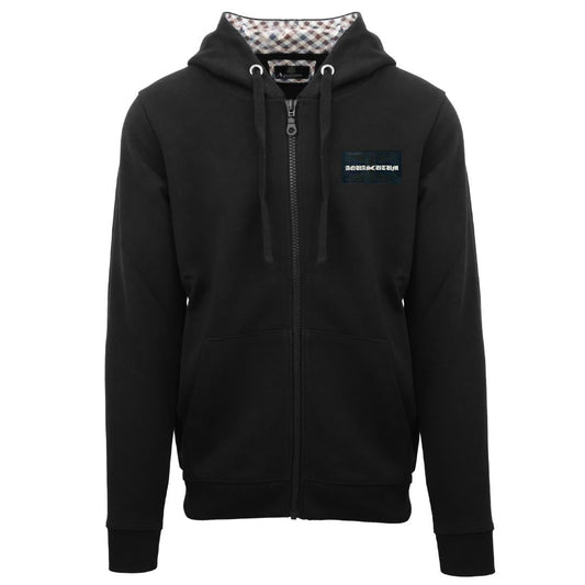 Aquascutum Box Gothic Logo Black Zip Up Hoodie