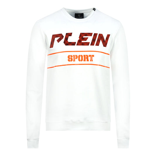Philipp Plein Sport Orange Bold Logo White Jumper FIPS211 01 Orange
