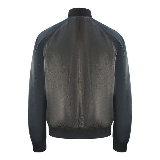 Emporio Armani Contrast Arms Black Leather Jacket - Nova Clothing