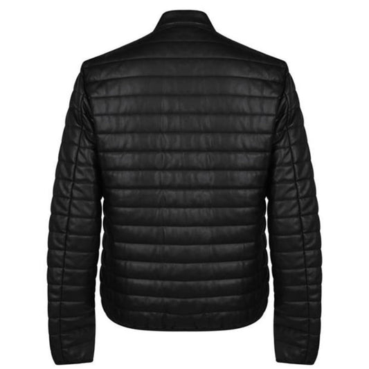 Armani Jeans Padded Biker Black Jacket - Nova Clothing