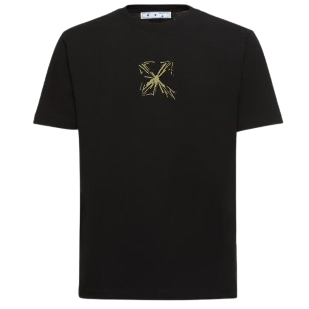 Off White Splash Arrow Design Black T Shirt