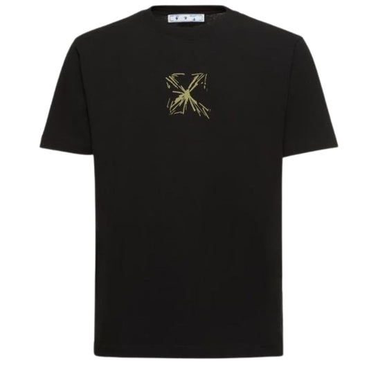 Off White Splash Arrow Design Black T Shirt