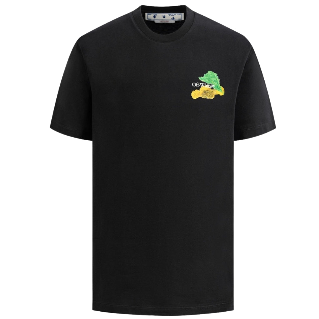 Off White Colourful Brush Arrow Logo Oversized Fit Black T Shirt