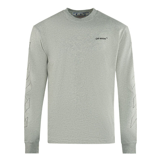 Off White Skate Fit Diag Outline Grey Long Sleeve T Shirt
