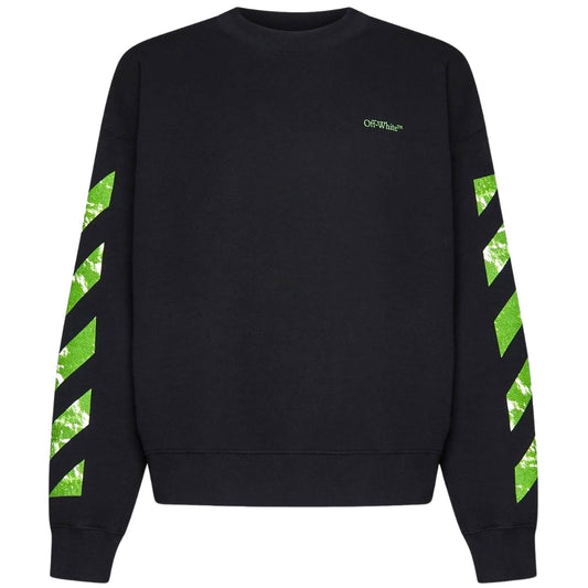 Off White Moon Arrow Design Skate Fit Black Sweatshirt