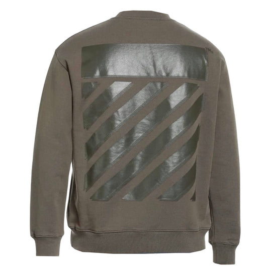 Off White Diag Line Skate Logo Green Sweatshirt