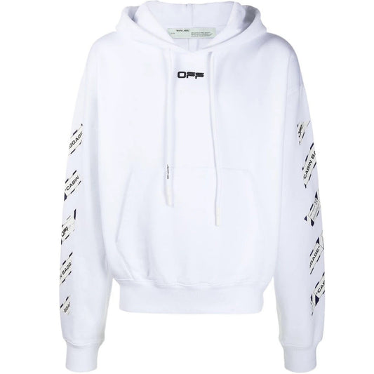 Off White Airport Tape Slim Fit White Hoodie
