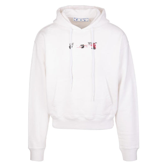 Off White Acrylic Arrow Painted Logo White Hoodie