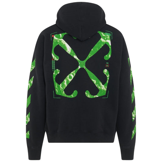Off White Moon Camera Design Skate Fit Black Zip Up Hoodie