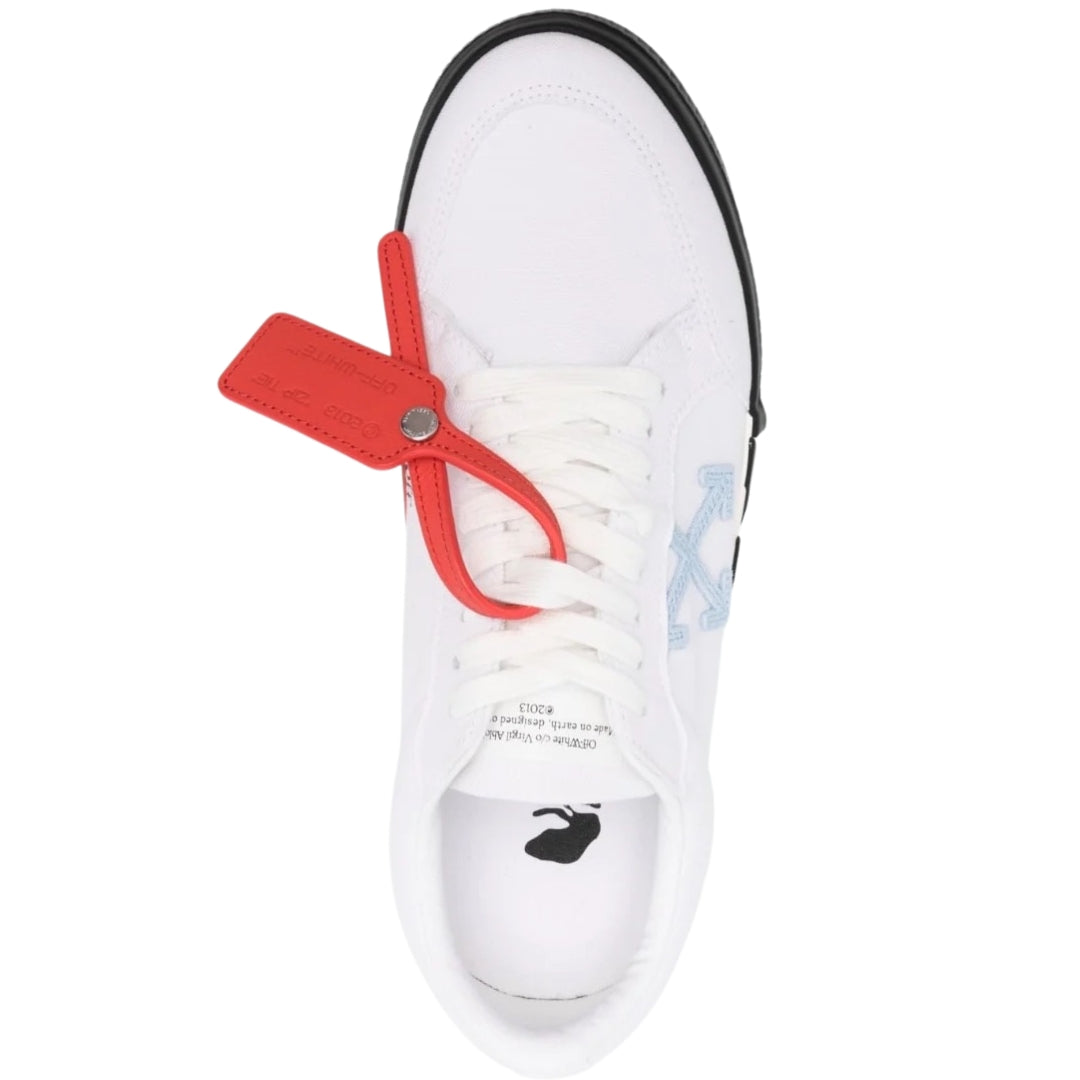 Off White Vulc Low Light Blue Design White Sneakers