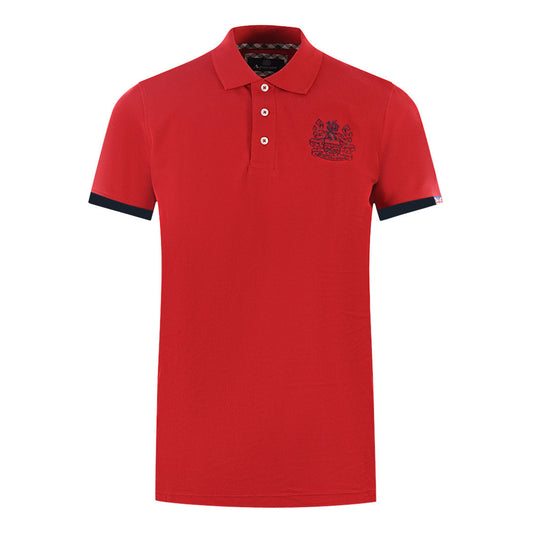 Aquascutum Branded Collar Red Polo Shirt