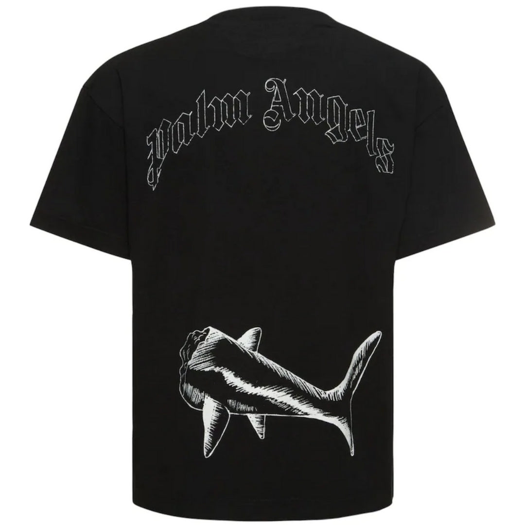 Palm Angels Broken Shark Design Black T Shirt