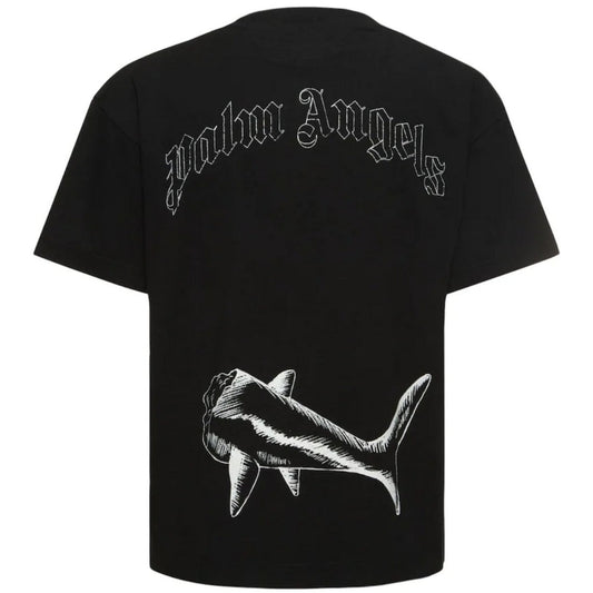 Palm Angels Broken Shark Design Black T Shirt