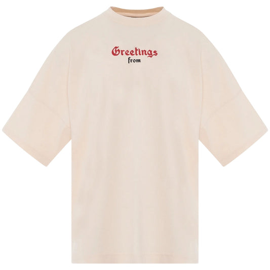 Palm Angels California Logo Oversized Fit Beige T Shirt