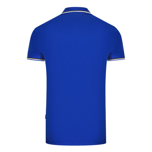 Aquascutum London Tipped Blue Polo Shirt QMP051 81