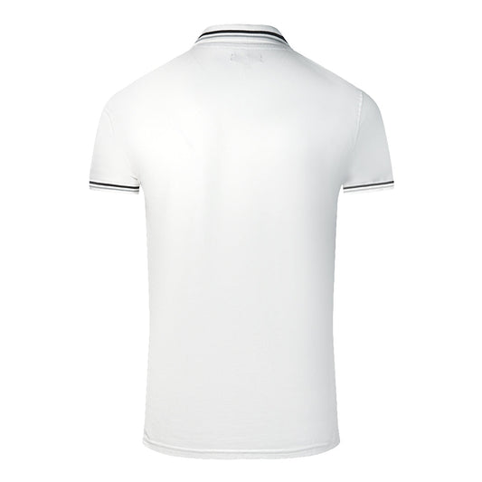 Cavalli Class Twinned Tipped Collar Grey Logo White Polo Shirt QXT64T KB002 00053