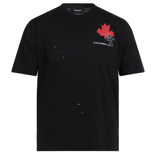 Dsquared2 Click Leaf Box Fit Black T Shirt