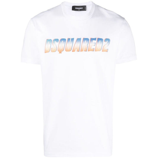 Dsquared2 Sparkle Logo Cool Fit White T Shirt